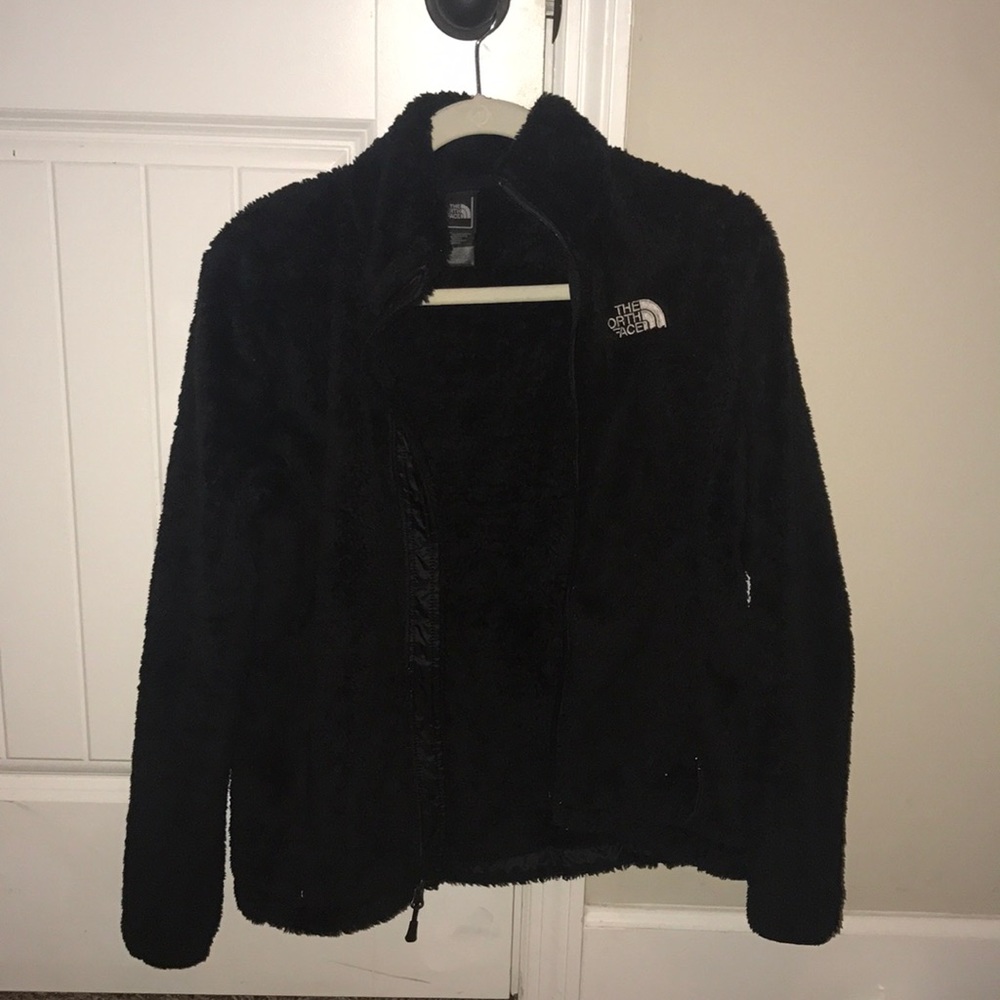 Black Fuzzy Furry North Face Womens Jacket